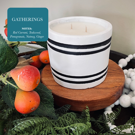 Gatherings Striped Stone Candle
